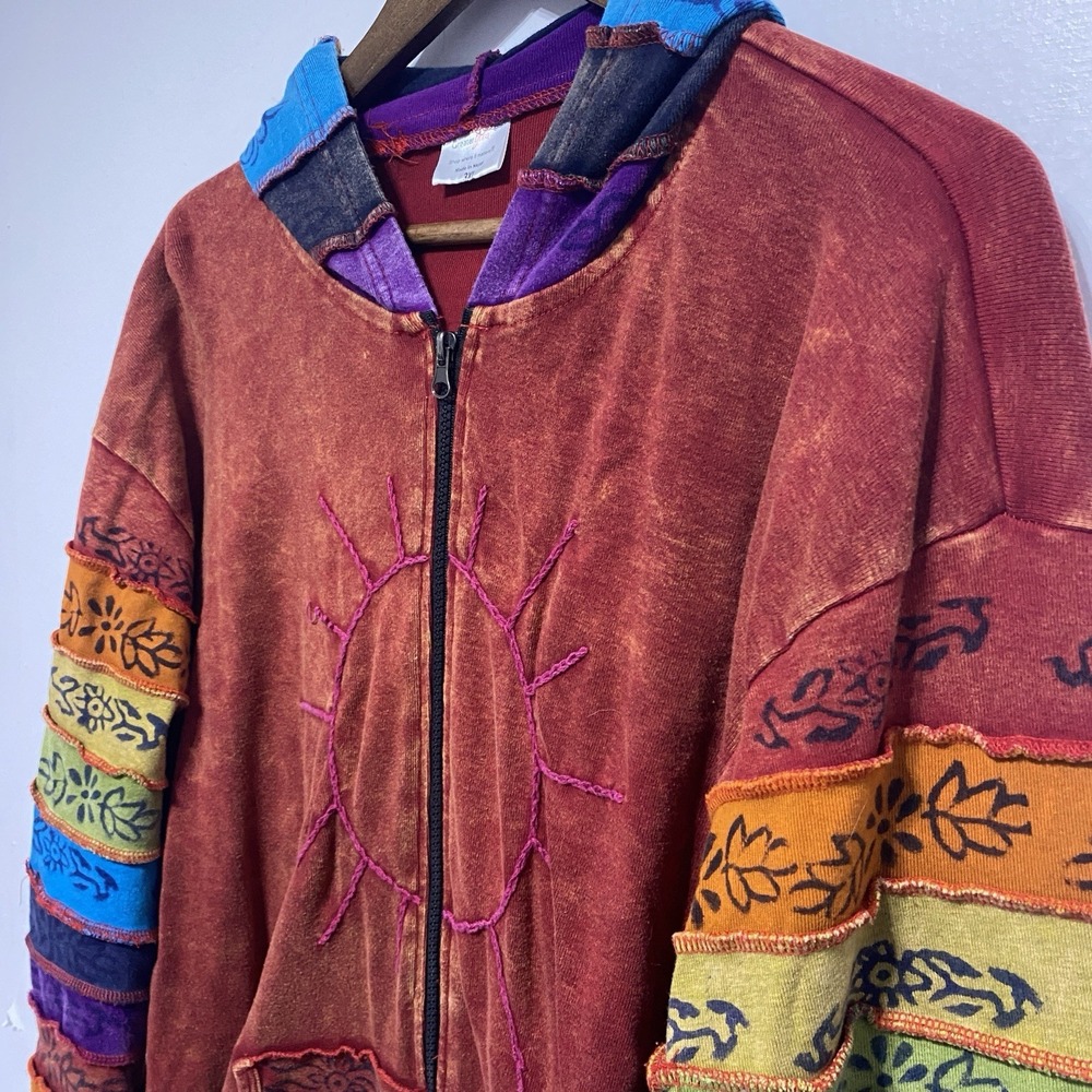 Greater Good Sweatshirt Womens 3XL Colorful Embroidery Rainbow Hippie Festival - Picture 5 of 10